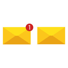New message with letter. Mail icon. Vector illustration.