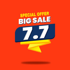 Flash Sale 7.7 Promotional 3d Banner Design, Orange, Template, Advertisement, Promotion