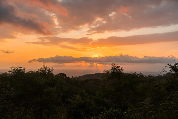 Golden sunset from the hilly area in yogyakarta, Indonesia is amazing