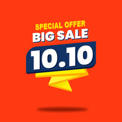 Flash Sale 10.10 Promotional 3d Banner Design, Orange, Template, Advertisement, Promotion