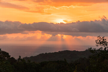 Golden sunset from the hilly area in yogyakarta, Indonesia is amazing
