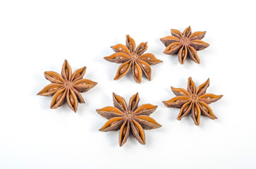 Fragrant spice star anise isolated on white background