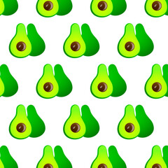 illustration of colorful seamless avocado pattern on white background