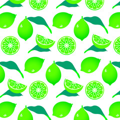 seamless green lime pattern on white background