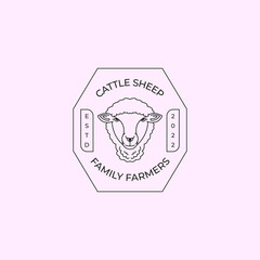 Emblem line art style of logo sheep vector illustration template, suitable for business, farm industry