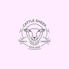 Line art of Sheep character logo vector illustration template, suitable for farm industry, business