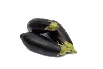 A batch of three eggplants. Isolated on white background.