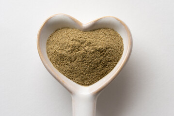 Ground Sassafrass on a Heart Shaped Spoon