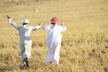 Arabic people enjoying in nature , high quality photo