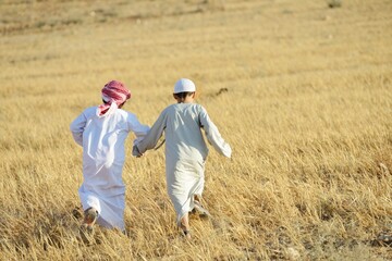 Arabic people enjoying in nature , high quality photo