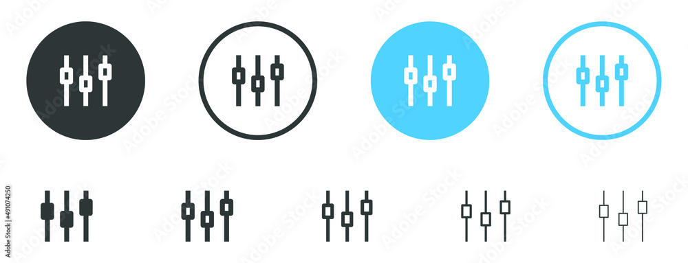 Aufkleber sound volume level icon, control panel slide icon, sound controller icon, Adjustment settings slider icon	

