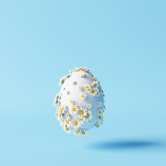 Creative easter egg on blue background. minimal concept. 3d rendering