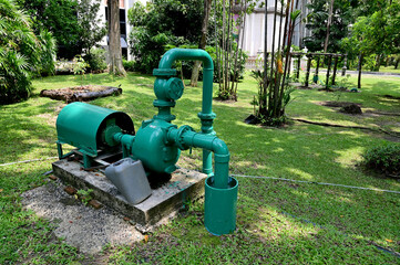 Fototapeta na wymiar Control valve operating on-off And controller To control the water conditioning process in the canal, Thailand.