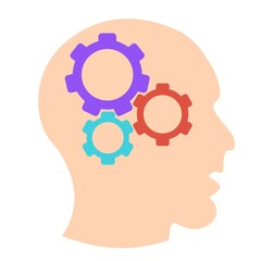 Human head with gears. Logical thinking representation. Vector editable