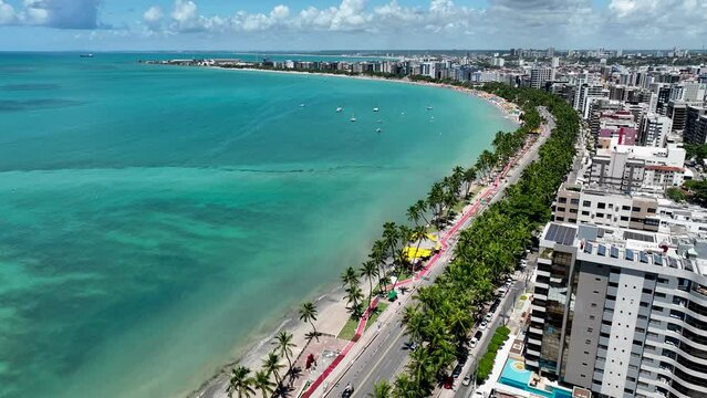 Town of Maceio Alagoas Brazil. Landmark beach at Northeast Brazil. Tropical Travel. Vacations destinations. Tourism landmark.