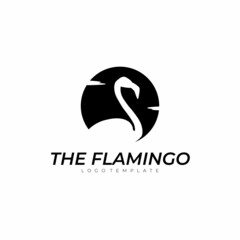 Flamingo silhouette logo template. Vector illustration.