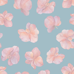 Watercolor seamless pattern of orchid flowers. Abstract background for design, wallpapers, wrapping paper. Orchid flowers ornament on a bright background.