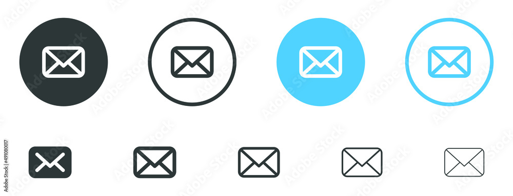 Aufkleber mail envelope icon, message icon, email symbol in filled, thin line, outline and stroke style for apps and website	
