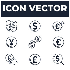 set of Currency elements symbol template for graphic and web design collection logo vector illustration