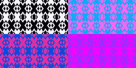 A set of graphic patterns, ornaments for fabric and knitwear.