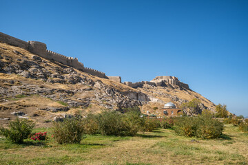 Fototapeta na wymiar Van Castle at sunny day, Van city, Eastern Anatolia, Turkey.