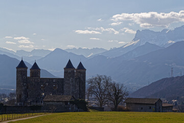 JARRIE, FRANCE, February 27, 2022 : Castle of Bon Repos is a former strong house of XV century...
