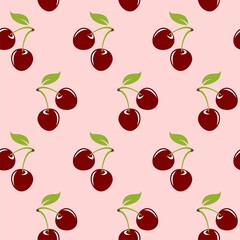 vector red cherry seamless pattern