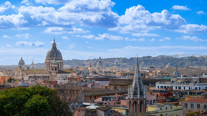 View on the eternal city from the terrace of Villa Borghese