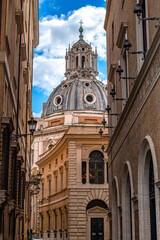 Rome, Italy - 20.02.2022: Church of Saint Mary of Loreto (Chiesa Santa Maria di Loreto)