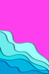 niebieskie fale 3D na różowym tle, abstrakcyjne tło