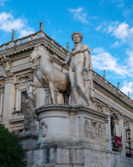 Sculpture of Dioscuri at the Capitol Hill on the Piazza del Campidoglio