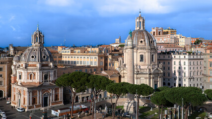 Fototapeta na wymiar Rome, Italy: View of Piazza Venezia from the Memorial of Victor Emmanuel II