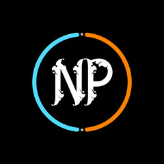 NP Letter Logo design. black background. © Graphics Designer