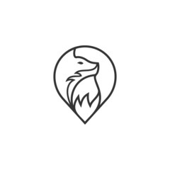 Fox pin icon logo design