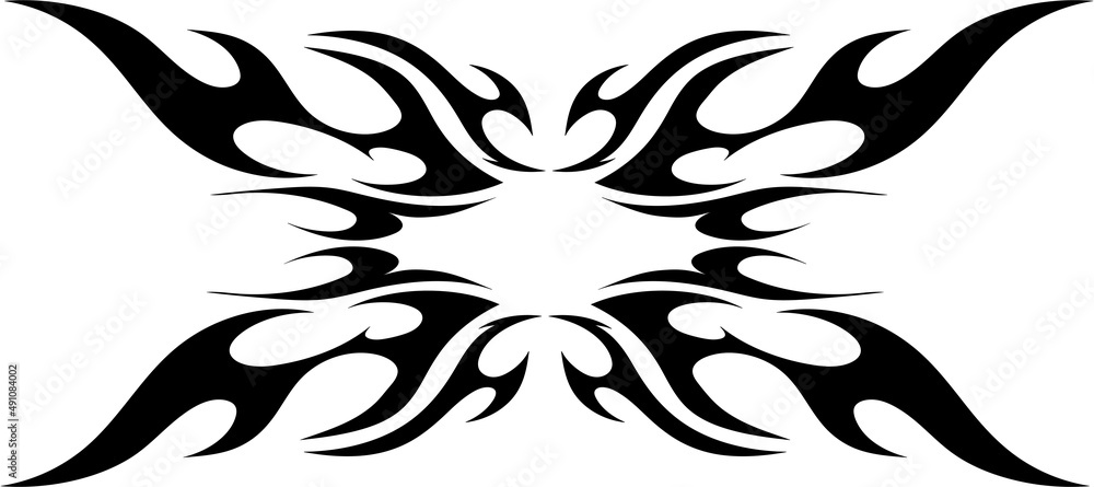 Poster a pattern of winding smooth lines in the form of a flame. tattoo abstraction.