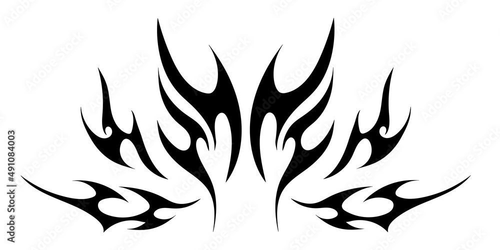 Poster a pattern of winding smooth lines in the form of a flame. tattoo abstraction.