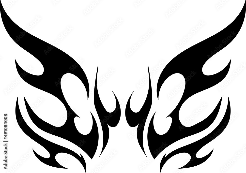 Poster a pattern of winding smooth lines in the form of a flame. tattoo abstraction.