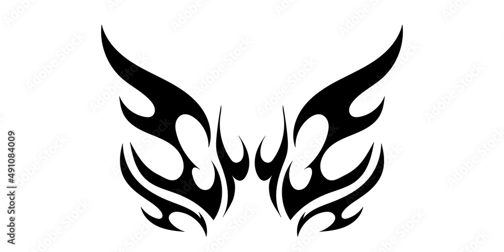 Poster a pattern of winding smooth lines in the form of a flame. tattoo abstraction.