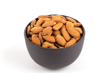 Almonds on a white background