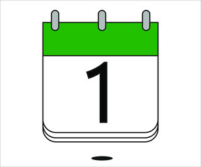 day 1 green calendar icon with white background