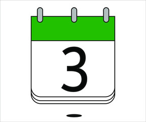 day 3 green calendar icon with white background