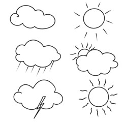 Weather icon set meteorology and climate symbol vector collection.