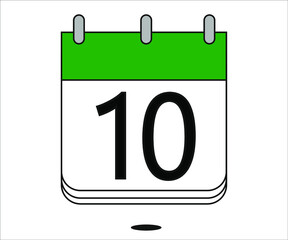 day 10 green calendar icon with white background