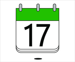 day 17 green calendar icon with white background