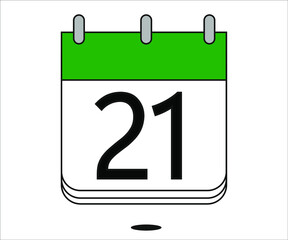 day 21 green calendar icon with white background