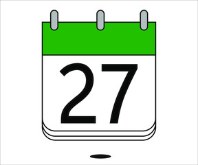 day 27 green calendar icon with white background