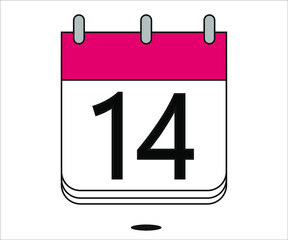 day 14 red calendar icon with white background