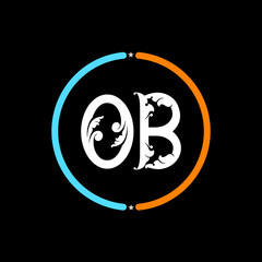 Obraz premium OB Letter Logo design. black background.