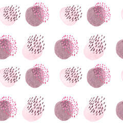 Hand drawn watercolor seamless pattern witn abstract elements.