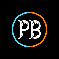 PB Letter Logo design. black background.